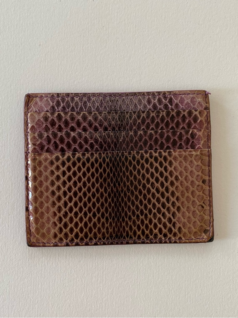$420 Bottega Veneta Made in Italy Exotic Snakeskin Leather Card Holder Wallet